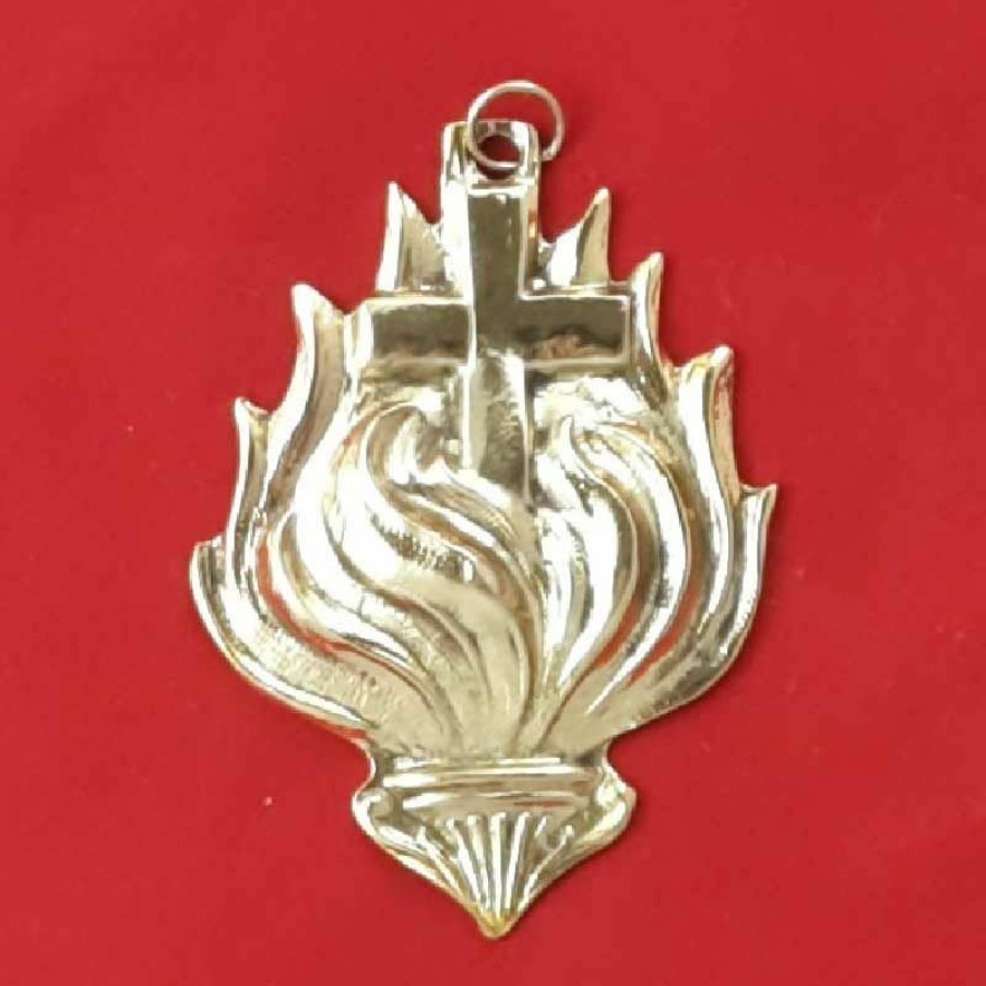 AAS Oggetti Sacri Antichi Fiamma Con Croce - Ex Voto, Bagno O Holy Water Fonts