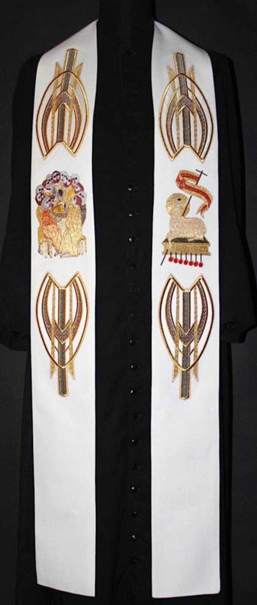 Confezioni e Ricami 1926 - Paramenti Sacri su Misura Stola Moderna Ricamo Agnello Gesu Apostoli Tela Vaticana Catholic Priest & Liturgical Vestments