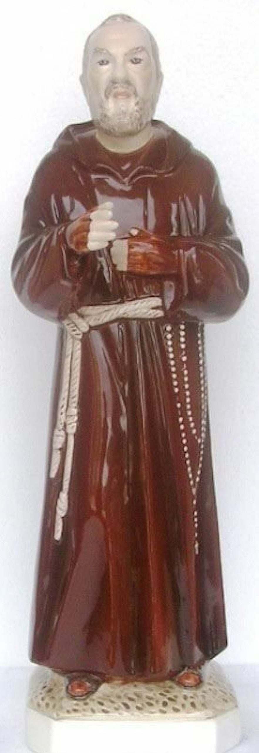 Maioliche Deruta Statua Santo Padre Pio Da Pietrelcina Cm 50 (19,7 In) Ceramica Invetriata Di Deruta Dipinta A Mano Sacred & Religious Ceramics