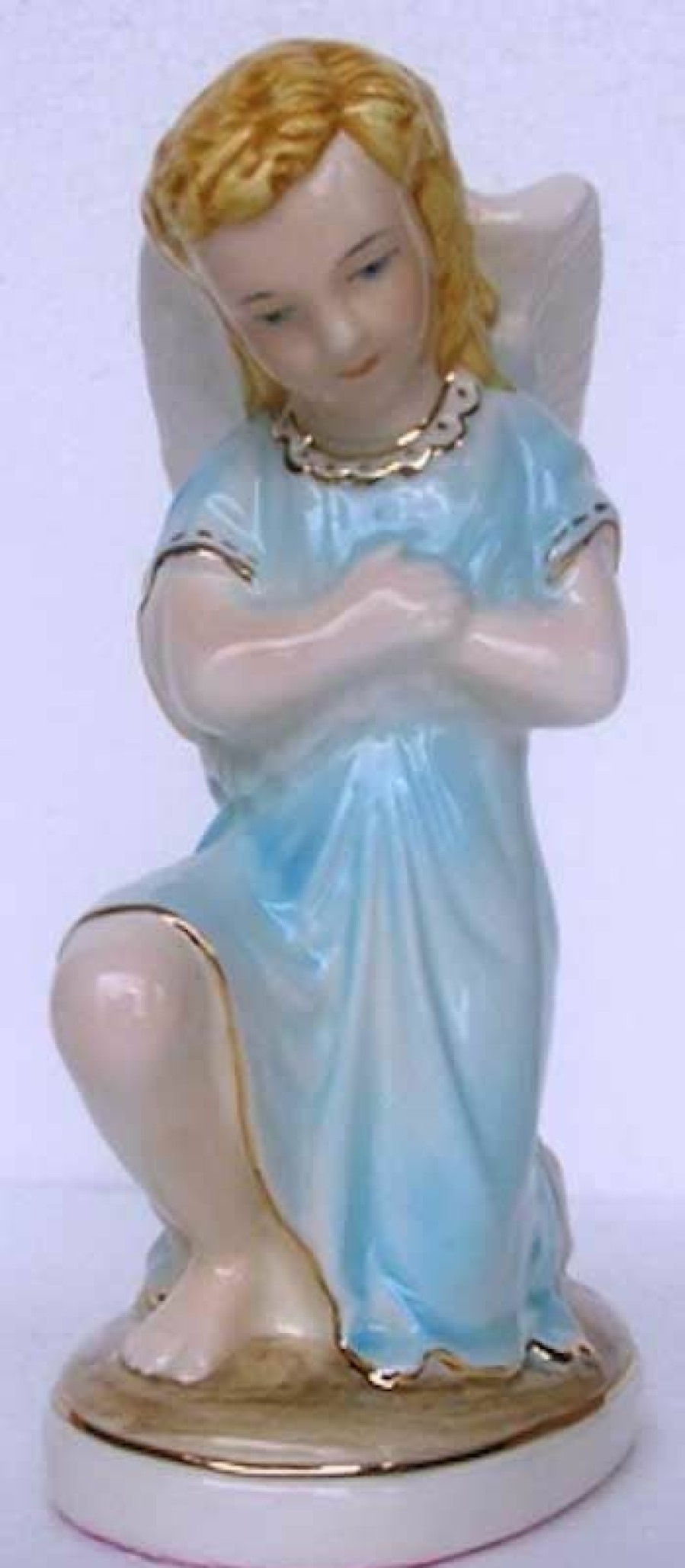 Maioliche Deruta Statua Angelo In Preghiera Cm 17 (6,7 In) Ceramica Invetriata Di Deruta Dipinta A Mano Baptism