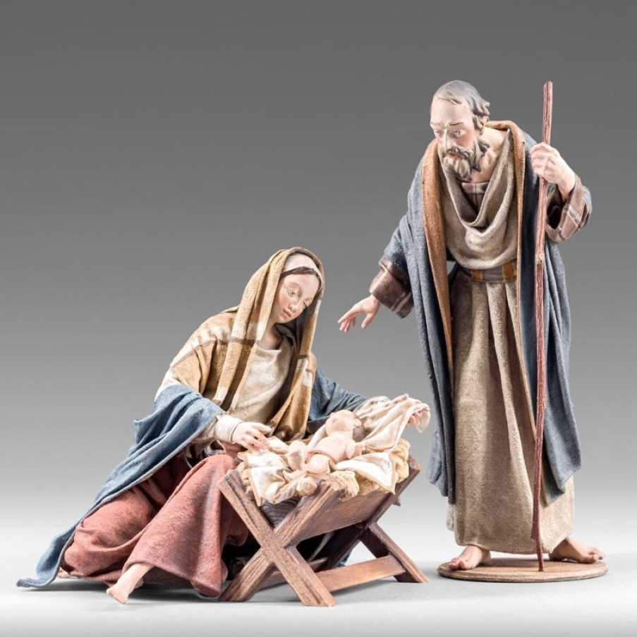 Original Heide Catalogo Gruppo Sacra Famiglia Nativita 01 12 Cm (4,7 Inch) Presepe Vestito Immanuel Stile Orientale Statue In Legno Val Gardena Abiti In Stoffa Pope Statues