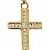 Vaticanum Gioielli in Oro Croce Dritta Con Punti Luce Ciondolo Pendente Gr 1,2 Oro Giallo 18Kt Con Zirconi Da Donna First Communion